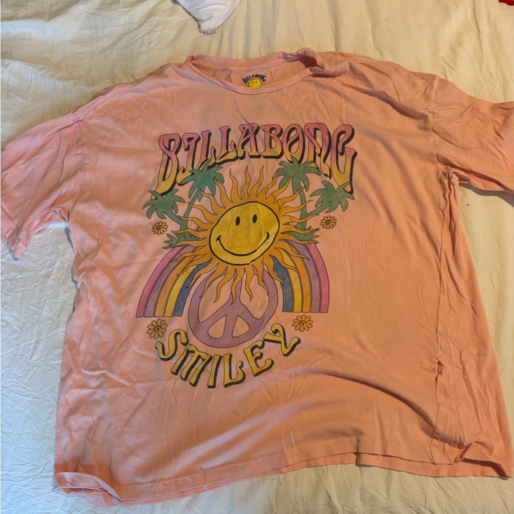 Billabong Light Pink Smiley Graphic Tee